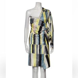 Emilio Pucci vintage silk one shoulder shirt dress